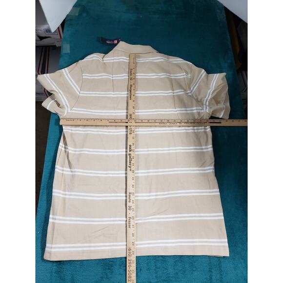 Chaps Polo Shirt Size Extra Large Mens Beige Striped Cotton Golf Preppy NWT - Picture 8 of 9